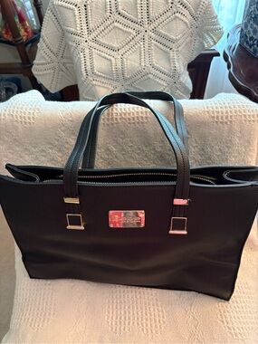 bebe Black Tote Bag with Gold Hardware